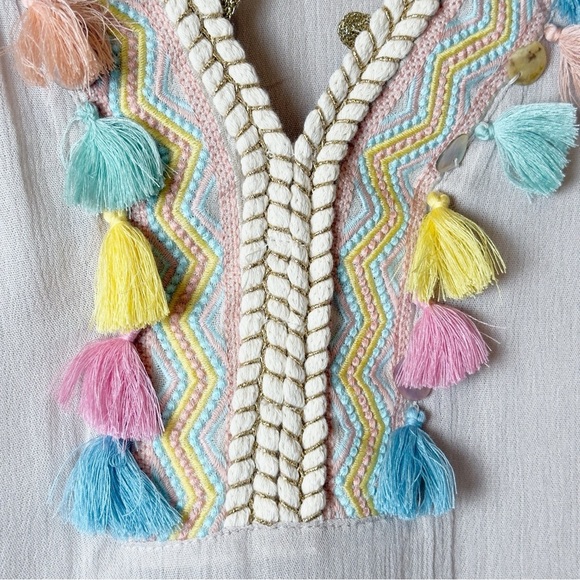 Soft Surroundings Clementine Tassel Tunic Embroidered Boho Beige S - Picture 4 of 9